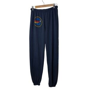 Aviator Nation Women Joggers Navy Blue L Aspen CO Ski Sweatpants Athleisure